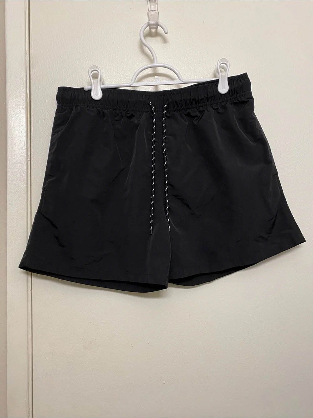 Goodfellow & Co Black 5” Swim Trunks with Black-and-White Drawstring